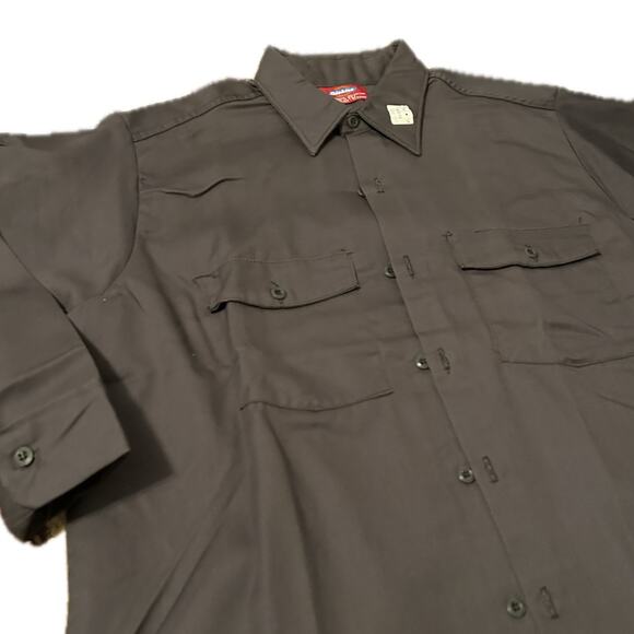 Deadstock Vintage 1980s Dickies Stone Gray Workwear Long Sleeve Shirt / Mens S - Picture 2 of 4